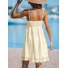 CUPSHE Women’s Mini Dress Lace Boho Tassel V-Neck Flare Ruffle Adjustable Straps Beach Summer Short Dress(Beige-mini)