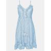 CUPSHE Women’s Mini Dress Lace Boho Tassel V-Neck Flare Ruffle Adjustable Straps Beach Summer Short Dress(Blue-mini)