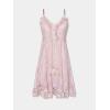CUPSHE Women’s Mini Dress Lace Boho Tassel V-Neck Flare Ruffle Adjustable Straps Beach Summer Short Dress(Pink-mini)
