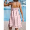 CUPSHE Women’s Mini Dress Lace Boho Tassel V-Neck Flare Ruffle Adjustable Straps Beach Summer Short Dress(Pink-mini)