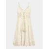 CUPSHE Women’s Mini Dress Lace Boho Tassel V-Neck Flare Ruffle Adjustable Straps Beach Summer Short Dress(White)