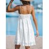CUPSHE Women’s Mini Dress Lace Boho Tassel V-Neck Flare Ruffle Adjustable Straps Beach Summer Short Dress(White-mini)