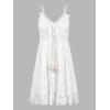 CUPSHE Women’s Mini Dress Lace Boho Tassel V-Neck Flare Ruffle Adjustable Straps Beach Summer Short Dress(White-mini)