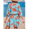 CUPSHE Women’s Mini Dress V Neck Floral Half Dolman Sleeve Belted Loose Fit Short Summer Beach Dress(Blue Paisley)