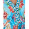CUPSHE Women’s Mini Dress V Neck Floral Half Dolman Sleeve Belted Loose Fit Short Summer Beach Dress(Light Blue)