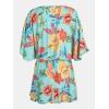 CUPSHE Women’s Mini Dress V Neck Floral Half Dolman Sleeve Belted Loose Fit Short Summer Beach Dress(Mint Floral)