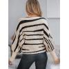 CUPSHE Womens Off The Shoulder Sweater Boat Neck Batwing Sleeve Sweaters Fall Casual Fit Striped Sweater Tops(Black Beige)