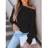 CUPSHE Womens Off The Shoulder Sweaters Long Sleeve Lightweight Knit Casual Pullover Sweater Tops(Black)
