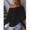 CUPSHE Womens Off The Shoulder Sweaters Long Sleeve Lightweight Knit Casual Pullover Sweater Tops(Black)