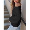 CUPSHE Womens Off The Shoulder Sweaters Long Sleeve Lightweight Knit Casual Pullover Sweater Tops(Black)