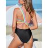CUPSHE Women’s One Piece Swimsuit Asymmetrical Neck One Shoulder Bathing Suit Color Block Spaghetti O Ring(Black/Yellow Pink)