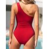 CUPSHE Women’s One Piece Swimsuit Asymmetrical Neck One Shoulder Ruched Bathing Suit Swimwear(True Red)