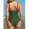 CUPSHE Women’s One Piece Swimsuit Bathing Suit Plunging V Neck Wide Adjustable Straps Mesh(Olive Green)