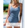 CUPSHE Women’s One Piece Swimsuit Bathing Suit Scoop Neck Back Tie Shell Stitch Ruched Swimwear(Gray Blue)