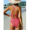 CUPSHE Women’s One Piece Swimsuit Bathing Suit Scoop Neck Back Tie Shell Stitch Ruched Swimwear(Red Paisley)