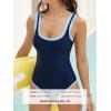 CUPSHE Women’s One Piece Swimsuit Bathing Suit Scoop Neck Color Block Wide Straps Sporty Swimwear Bonded(Navy Blue/Sky Blue)
