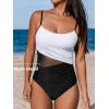 CUPSHE Women’s One Piece Swimsuit Bathing Suit Scoop Neck Cutout Back Hook Color Block Mesh Swimwear(Black/White)