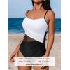 CUPSHE Women’s One Piece Swimsuit Bathing Suit Scoop Neck Cutout Back Hook Color Block Mesh Swimwear(Black/White)