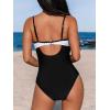 CUPSHE Women’s One Piece Swimsuit Bathing Suit Scoop Neck Cutout Back Hook Color Block Mesh Swimwear(Black/White)