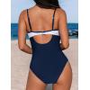 CUPSHE Women’s One Piece Swimsuit Bathing Suit Scoop Neck Cutout Back Hook Color Block Mesh Swimwear(Navy Blue/White)