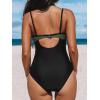CUPSHE Women’s One Piece Swimsuit Bathing Suit Scoop Neck Cutout Back Hook Color Block Mesh Swimwear(Olive Green/Black)