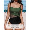 CUPSHE Women’s One Piece Swimsuit Bathing Suit Scoop Neck Cutout Back Hook Color Block Mesh Swimwear(Olive Green/Black)