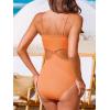 CUPSHE Women’s One Piece Swimsuit Bathing Suit Scoop Neck Lace Up Cut Out Monokini Textured Adjustable Straps(Orange)