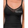 CUPSHE Women’s One Piece Swimsuit Bathing Suit V Neck Back Hook Cutout Adjustable Straps Ruched Mesh(Black)