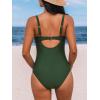 CUPSHE Women’s One Piece Swimsuit Bathing Suit V Neck Back Hook Cutout Adjustable Straps Ruched Mesh(Moss Green)