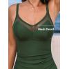 CUPSHE Women’s One Piece Swimsuit Bathing Suit V Neck Back Hook Cutout Adjustable Straps Ruched Mesh(Moss Green)