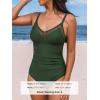 CUPSHE Women’s One Piece Swimsuit Bathing Suit V Neck Back Hook Cutout Adjustable Straps Ruched Mesh(Moss Green)