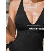 CUPSHE Women’s One Piece Swimsuit Bathing Suit V Neck Crisscross Back Self Tie Drawstring Cheeky Textured(Black)