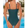 CUPSHE Women’s One Piece Swimsuit Cross Front High Neck Bathing Suit Adjustable Straps Color Block Swimwear(Emerald Green/White)