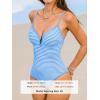 CUPSHE Women’s One Piece Swimsuit Deep V Neck Bathing Suit Crisscross Back Adjustable Straps Spaghetti Ribbed Cheeky(Sky Blue/White Striped)