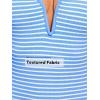 CUPSHE Women’s One Piece Swimsuit Deep V Neck Bathing Suit Crisscross Back Adjustable Straps Spaghetti Ribbed Cheeky(Sky Blue/White Striped)