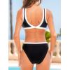 CUPSHE Women’s One Piece Swimsuit High Neck Bathing Suit Side Cutout Color Block Wide Straps Sporty Back Hook(Black/White)