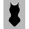 CUPSHE Women’s One Piece Swimsuit High Neck Bathing Suit Side Cutout Color Block Wide Straps Sporty Back Hook(Black/White)