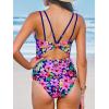 CUPSHE Women’s One Piece Swimsuit Long Torso Tummy Control Bathing Suit V Neck Double Straps Back Cutout O-Ring(Pink Floral)