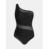 CUPSHE Women’s One Piece Swimsuit One Shoulder Asymmetrical Neck Open Panel Bathing Suit Mesh Panel(Black)
