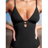 CUPSHE Women’s One Piece Swimsuit Plunging Deep V Neck Keyhole Open Back Adjustable Strap Bathing Suit Textured(Black)