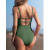 CUPSHE Women’s One Piece Swimsuit Plunging Deep V Neck Keyhole Open Back Adjustable Strap Bathing Suit Textured(Green)