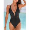 CUPSHE Women’s One Piece Swimsuit Plunging Neck Bathing Suit Cutout Adjustable Crisscross Strappy Slimming Swimwear(Black)