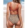 CUPSHE Women’s One Piece Swimsuit Plunging V Neck Back Hook Bathing Suit Color Block Shining(Glitter Leopard)