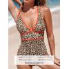 CUPSHE Women’s One Piece Swimsuit Plunging V Neck Back Hook Bathing Suit Color Block Shining(Glitter Leopard)