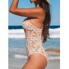 CUPSHE Women’s One Piece Swimsuit Plunging V Neck Bathing Suit Crisscross Back Tie Slimming Color Block(Beige/Ditsy Floral)
