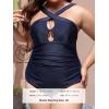 CUPSHE Women’s One Piece Swimsuit Plus Size Tummy Control High Neck Bathing Suit Front Cutout Ruched Wide Straps(Navy Blue)