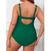 CUPSHE Women‘s One Piece Swimsuit Plus Size Tummy Control V Neck Bathing Suit Curvy Cutout Slimming(Forest Green)