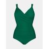 CUPSHE Women‘s One Piece Swimsuit Plus Size Tummy Control V Neck Bathing Suit Curvy Cutout Slimming(Forest Green)
