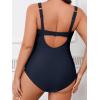 CUPSHE Women‘s One Piece Swimsuit Plus Size Tummy Control V Neck Bathing Suit Curvy Cutout Slimming(Midnight Blue)