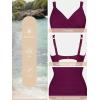 CUPSHE Women‘s One Piece Swimsuit Plus Size Tummy Control V Neck Bathing Suit Curvy Cutout Slimming(Wine Red)